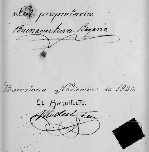Signatures de la sol·licitud d'obres l'any 1920