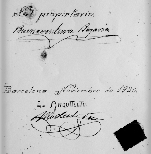 Firmas de la solicitud de obras en el año 1920